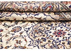 Tappeto Kashan Medaglione Floreale Avorio Blu 203x315 Cm