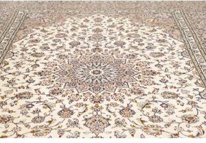 Tappeto Kashan Medaglione Floreale Avorio Rosa Antico 248x340 Cm