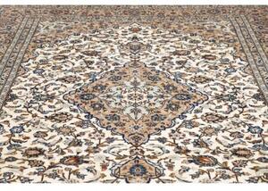 Tappeto Kashan Medaglione Floreale Avorio Blu 247x354 Cm