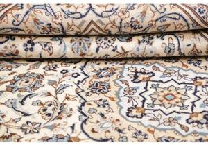 Tappeto Kashan Medaglione Floreale Avorio Blu Scuro 198x308 Cm