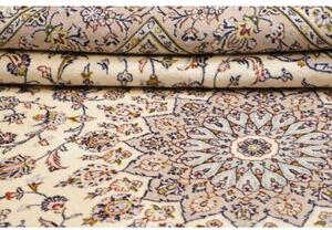 Tappeto Kashan Medaglione Floreale Avorio Tortora 245x340 Cm