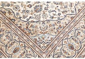 Tappeto Kashan Medaglione Floreale Avorio Blu Scuro 198x308 Cm