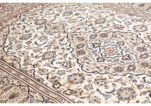 Tappeto Kashan Medaglione Floreale Avorio Blu Scuro 198x308 Cm