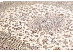 Tappeto Kashan Medaglione Floreale Avorio Rosa Antico 248x340 Cm