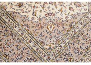 Tappeto Kashan Medaglione Floreale Avorio Tortora 245x340 Cm