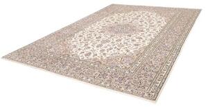 Tappeto Kashan Medaglione Floreale Avorio Tortora 245x340 Cm