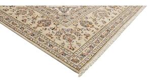 Tappeto Kashan Medaglione Floreale Avorio Blu Scuro 200x308 Cm
