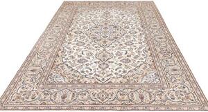 Tappeto Kashan Medaglione Floreale Avorio Blu Scuro 198x308 Cm