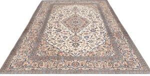 Tappeto Kashan Medaglione Floreale Avorio Blu 200x297 Cm