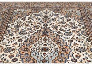 Tappeto Kashan Medaglione Floreale Avorio Blu 200x297 Cm