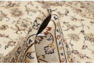 Tappeto Kashan Medaglione Floreale Avorio Blu Scuro 200x308 Cm