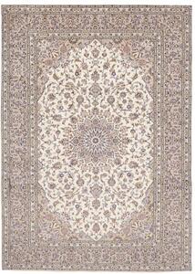 Tappeto Kashan Medaglione Floreale Avorio Tortora 245x340 Cm