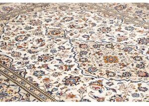 Tappeto Kashan Medaglione Floreale Avorio Blu 193x306 Cm