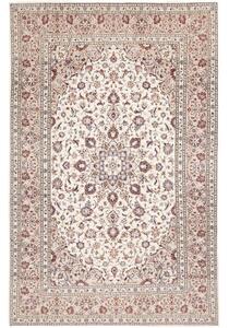 Tappeto Kashan Medaglione Floreale Avorio Bordeaux 197x305 Cm