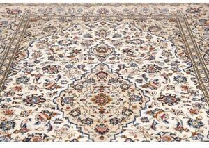 Tappeto Kashan Medaglione Floreale Avorio Blu 193x306 Cm