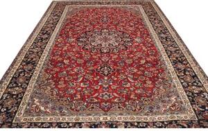 Tappeto Nadjafabad Medaglione Floreale Rosso Blu Notte 255x390 Cm