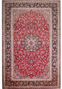 Tappeto Nadjafabad Medaglione Floreale Rosso Blu Notte 255x390 Cm