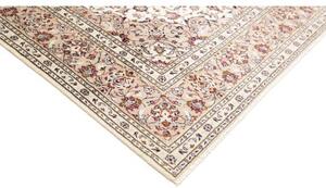 Tappeto Kashan Medaglione Floreale Avorio Bordeaux 197x305 Cm