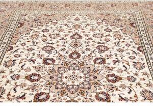 Tappeto Kashan Medaglione Floreale Avorio Bordeaux 197x305 Cm