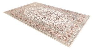 Tappeto Kashan Medaglione Floreale Avorio Bordeaux 197x305 Cm