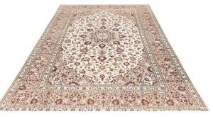 Tappeto Kashan Medaglione Floreale Avorio Bordeaux 197x305 Cm