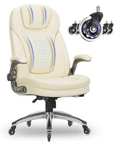 Sedia da ufficio COLAMY, sedia da ufficio ergonomica con cuscino di seduta dello spessore di 13,5 cm e braccioli ribaltabili, colore bianco