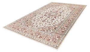 Tappeto Kashan Medaglione Floreale Avorio Bordeaux 197x305 Cm