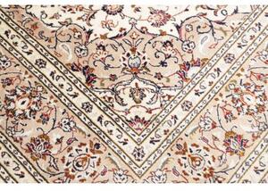 Tappeto Kashan Medaglione Floreale Avorio Bordeaux 197x305 Cm