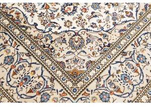 Tappeto Kashan Medaglione Floreale Avorio Blu 193x306 Cm