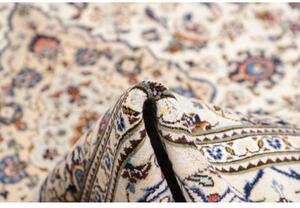 Tappeto Kashan Medaglione Floreale Avorio Blu 193x306 Cm