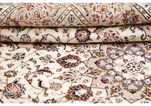 Tappeto Kashan Medaglione Floreale Avorio Bordeaux 197x305 Cm