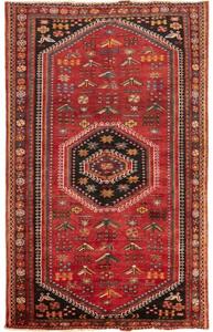 Tappeto Shiraz Stilizzato Rosso Nero 150x248 Cm