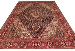 Tappeto Tabriz Medaglione Floreale Rosso Blu Scuro 244x356 Cm
