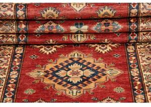 Tappeto Kazak Fine Geometrico Rosso Beige Corsia 83x306 Cm
