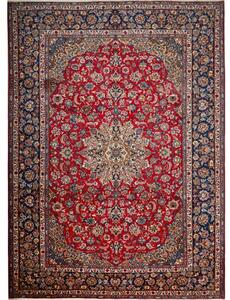 Tappeto Nadjafabad Medaglione Floreale Rosso Blu 292x403 Cm