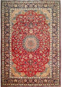 Tappeto Nadjafabad Medaglione Floreale Rosso Blu Scuro 255x367 Cm