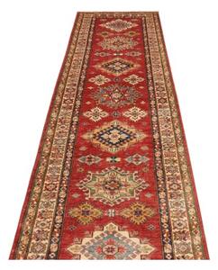 Tappeto Kazak Fine Geometrico Rosso Beige Corsia 83x306 Cm