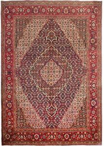 Tappeto Tabriz Medaglione Floreale Rosso Blu Scuro 244x356 Cm