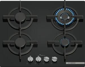 Bosch Piano Cottura 4 Fuochi a Gas Larghezza 59 cm (1 Bruciatore Wok) in Vetro colore Nero - PPH6A6I10