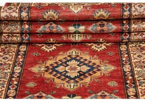 Tappeto Kazak Fine Geometrico Rosso Beige Corsia 83x306 Cm