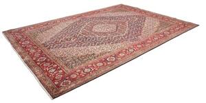 Tappeto Tabriz Medaglione Floreale Rosso Blu Scuro 244x356 Cm