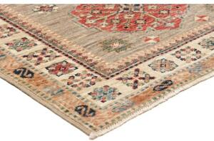 Tappeto Kazak Fine Geometrico Grigio Tortora Rosso Mattone Corsia 83x298 Cm