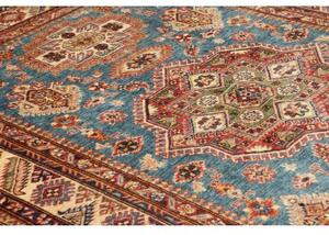 Tappeto Kazak Fine Stilizzato Blu Rosso 153x208 Cm
