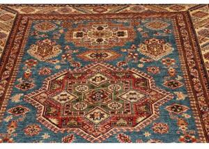 Tappeto Kazak Fine Stilizzato Blu Rosso 153x208 Cm