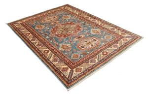 Tappeto Kazak Fine Stilizzato Blu Rosso 153x208 Cm