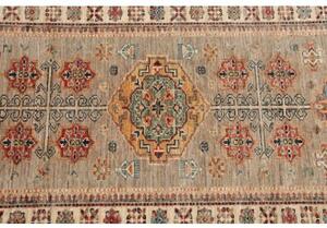 Tappeto Kazak Fine Geometrico Grigio Tortora Rosso Mattone Corsia 83x298 Cm