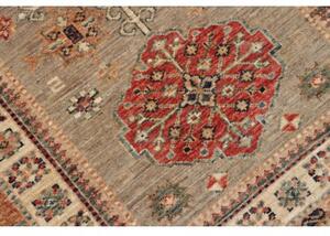 Tappeto Kazak Fine Geometrico Grigio Tortora Rosso Mattone Corsia 83x298 Cm