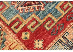 Tappeto Kazak Fine Geometrico Rosso Azzurro 63x97 Cm