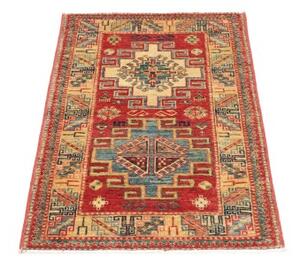 Tappeto Kazak Fine Geometrico Rosso Azzurro 63x97 Cm