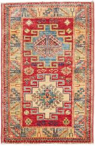 Tappeto Kazak Fine Geometrico Rosso Azzurro 63x97 Cm